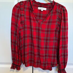 Loft plaid top NWOT